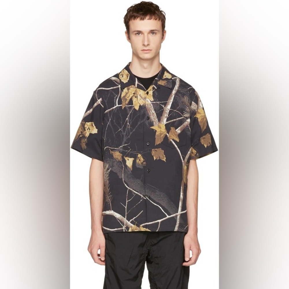 Alexander Wang Winter Camo Printed Silk Hawaiian Shirt